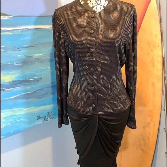 Vtg. Frances La Vie,Draped at the Hips, Gorgeous Printed Bodice, Cocktail Dress - Picture 1 of 11